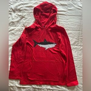 Cat & Jack Red Hoodie with Shark Sequin Motif Sz L